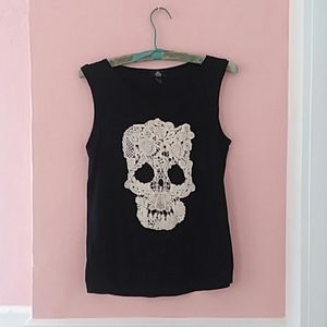 Mng Jeans lace skull tank top new without tags M